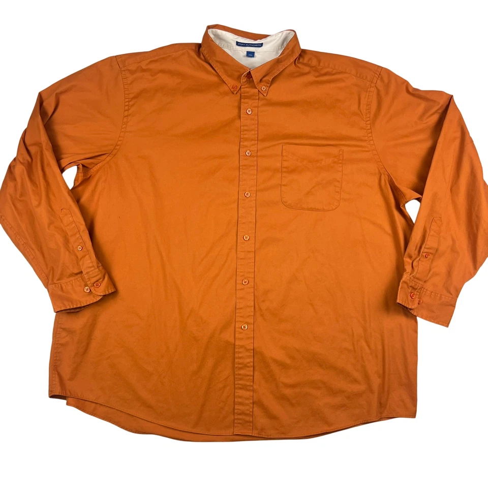 Рубашка мужская Port Authority 4XL на пуговицах с длинным рукавом рабочая одежда повседневная оранжевая - Изображение 1 из 4