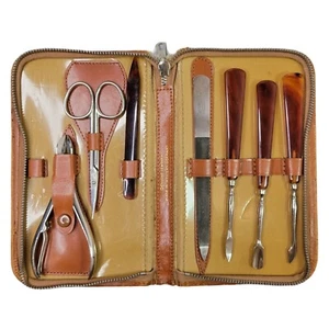 Nail Clipper Pedicure Tool Kit Solinger GERMANY vintage 3 Heib tortoise RARE - Picture 1 of 11