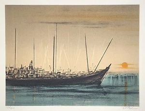 Signed Original RICHARD FLORSHEIM Limited Edition Lithograph “PORT OF CALL” 1978 - Picture 1 of 3