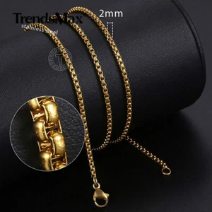 Gargantilla collar cadena caja acero inoxidable chapado en oro de 2 mm 16-30" cierre langosta - Imagen 1 de 13