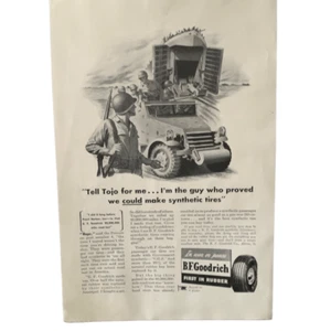 Anuncio publicitario vintage 1944 BF Goodrich Tires Tell Tojo - Imagen 1 de 5