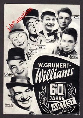 Zirkus W. GRUNERT-WILLIAMS 60 Jahre Artist / Weißenfels * Gruß-Karte um 1975 - Bild 1 von 2