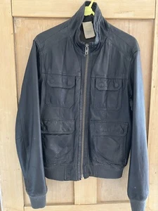 Topman Leather Jacket Dark Green Size Medium - Picture 1 of 3