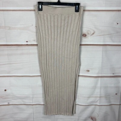 Abercrombie & Fitch Skirt Womens S Beige Sweater Midi Side Slit Pull On Solid - Image 1 of 4