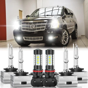 HID Headlight Bulbs for Cadillac Escalade 2007-2014 High Low Beam LED Fog Light - Picture 1 of 12