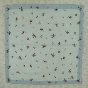 N553 Margaret Howell Blue Flower Cotton Scarf Scarves Pocket Square 19" X 18" - Picture 1 of 7