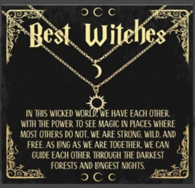 Best Witches Friend Necklace Set of Moon & Sun Necklace to share w/ your bestie! - Image 1 of 3