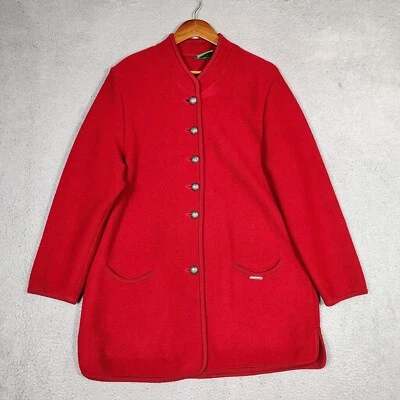 Abrigo Geiger Mujer 38 Rojo 100% Lana Pura Botón Frontal Chal Cuello Chaqueta Austria Foto 1 de 4