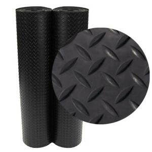 4x6 FT Diamond Plate Roll Rubber Matting Black for Treadmill Gym Utility Mats