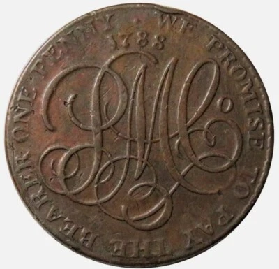1788 GREAT BRITAIN ANGLESEY PARYS MINES CO DRUID 1 PENNY MERCHANT TOKEN DH 2-252 - Image 1 of 2