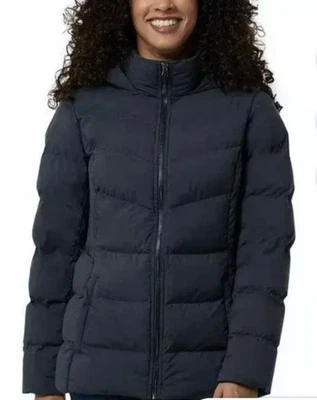 32 Degrees Heat Women's Navy Blue Quilted   Hooded Zip Jacket Size L New - Image 1 of 2