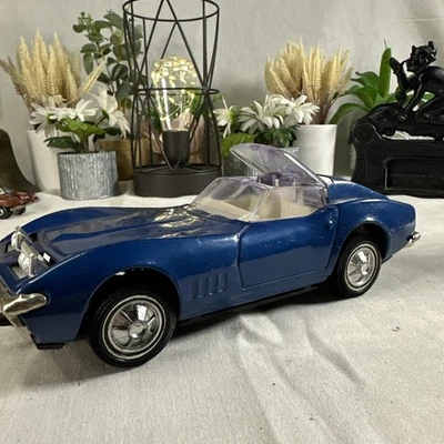 Luzes/telhado retráteis 1960s Buddy L 1968 Corvette Stingray azul aço prensado - Imagem 1 de 4