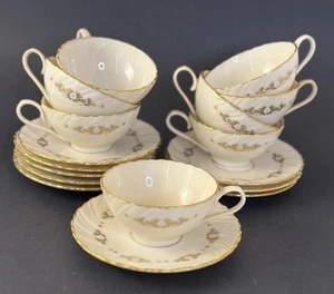 9 ~ Vintage Lenox Golden Mood (1969-1973) 2 1/8" Flat Cup & Saucer Sets USA - Picture 1 of 7