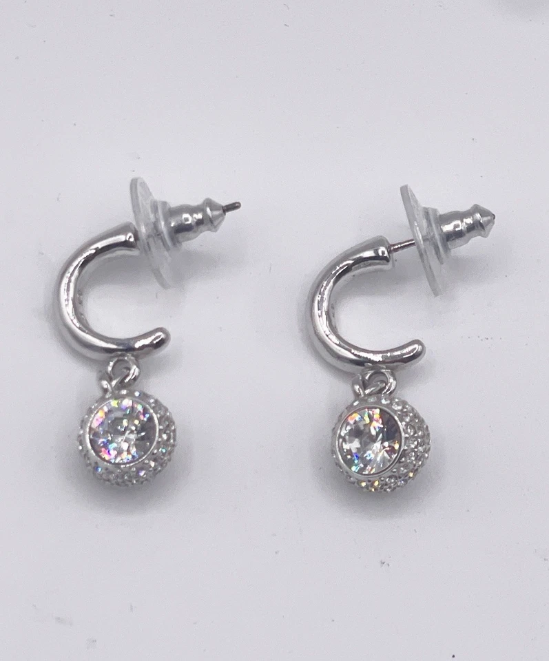 Pendientes de bola de cristal Swarovski “Flirt” colgante gota enchapada en rodio logotipo de cisne Foto 1 de 4