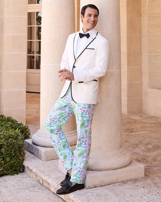 Lilly Pulitzer Men's Stuff 34" Mizner Stretch Pant Color: Salt Pond Blue Sunny - Image 1 of 4