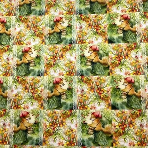 Fox Flowers Novelty Patchwork Sewing Quilting Cotton Fabric 1/2 Yard - Imagen 1 de 2
