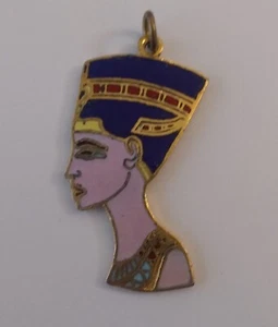 Vtg Czechoslovakian Enamel and Brass Egyptian Revival Queen Nefartiti Deco Czech - Picture 1 of 2