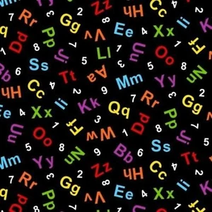 Shadowbox Hunt Letters & Numbers Black 100% Cotton Fabric by The Yard - Picture 1 of 1