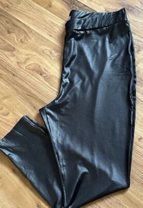 Ladies UK size 18 black skinny shiny leggings yours wetlook - Picture 1 of 5