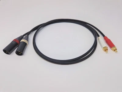 NAIM 3 Pin XLR to Phono RCA Stereo Pair Leads Braided OFC Cable Gold Plated  1m - Image 1 of 4