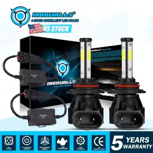 4 Sides 9012 LED Headlight Bulbs High Low Beam 6000K Super Bright Canbus Decoder - Picture 1 of 12