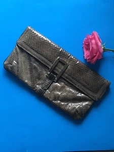 Vintage TAUPE SNAKESKIN Buckle Envelope PURSE Handbag VARON Python 1940s Style - Picture 1 of 11