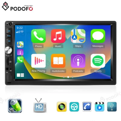Double 2 DIN 7" Car Stereo Carplay/Android Auto Touch Screen Bluetooth USB FM/TF - Image 1 of 4