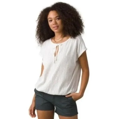 prAna Womens Ocupas Popover Pin Tuck Short Sleeve Shirt Soft White Size S NWT - Image 1 of 4