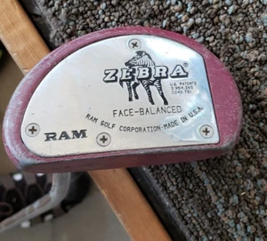34.5 IN RAM ZEBRA FACE BALANCED MALLET PUTTER RED BUT FADED STEEL GOOD GRIP sp - Picture 1 of 5