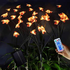 Solar Garden Lights 4 Pack, 40 Led Bee Lights 8 Lighting Modes with Remote, Fire - Picture 1 of 12
