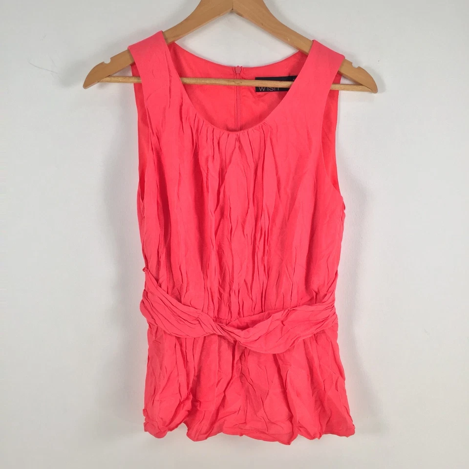 Camiseta sin mangas Wish mujer talla S rosa sin mangas cuello redondo cremallera sólida 020119 Foto 1 de 4