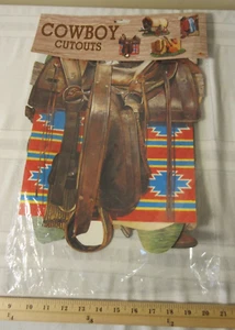 Vintage Biestle Cowboy Cutouts Decorations 4 -16” Western Party - Picture 1 of 2