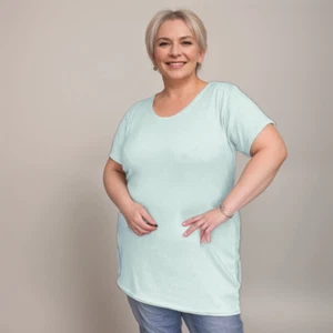 ROCKTHOSECURVES DAMEN geripptes Long-Length Tee Übergröße T-Shirt - Bild 1 von 12