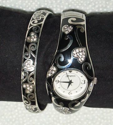 Brighton Vacaville черная эмаль стразы сердце на петлях браслет наручные часы комплект - Изображение 1 из 4