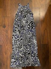 Soma Halter Maxi Dress Extra Large XL Blue Floral Swing High Neck Soft Jersey
