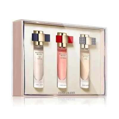 Juego de trío de viaje Estee Lauder Modern Muse EDP Rollerball Le Rouge & Chic nuevo en caja Foto 1 de 4