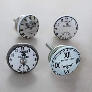 Perillas de puerta de cerámica con cara de reloj - Imagen 1 de 5