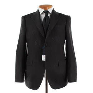 Italo Ferretti NWT Silk Blend Sport Coat Size 52 (42 US) Tonal Black Geometric - Picture 1 of 10