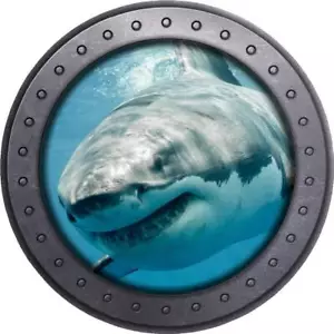 PortScape Shark #3 Ocean Sea Porthole 3D Window Wall Decal Vinyl Wall Sticker - Picture 1 of 4