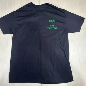Sorry I Was Trapping By Sam Basquiat Hustle Daily Angel T-Shirt Mens Large Black - Picture 1 of 6