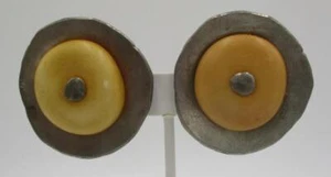 Vintage 80s Ben Amun Large Statement Runway Earrings Tribal Boho Modernist Clip - Picture 1 of 1