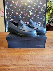 Jil Sander Navy Leather Penny Loafer Marine Jn25068 Size 40 - Picture 1 of 11