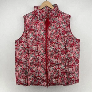 TALBOTS Vest 2X Plus Duck Down Quilted Puffer Insulated Full Zip Paisley Red - Picture 1 of 14