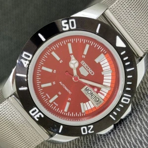 RELOJ SEIKO 5 AUTOMÁTICO 6309A JAPÓN ESFERA COLOR ROJO RARO RESTAURADO a1690-U - Imagen 1 de 10