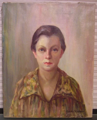 Pintura al óleo original retrato mujer Ann Kocsis años 40 Foto 1 de 4