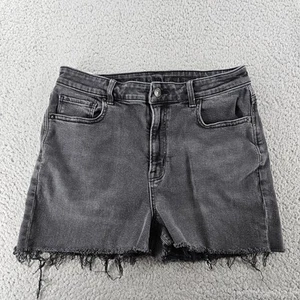 American Eagle Shorts Women 8 Black High Rise Frayed Hem Distressed Denim Cutoff - Picture 1 of 19