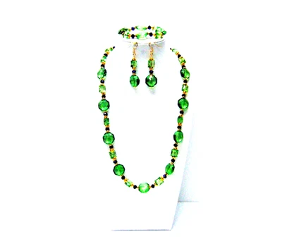 Disco facetado de cristal verde acrílico con cuentas de vidrio rondelle de iris púrpura N/B/E Foto 1 de 4