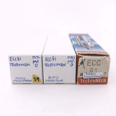 3 X ECC81 TELEFUNKEN RÖHRE. 50er Jahre PROD. GEBRAUCHT. 39. CH168 - Bild 1 von 4