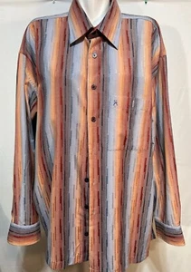 Stacy Adams Men Shirt Grey Lt brown Striped XXL Cotton NEW NWOT - Picture 1 of 4