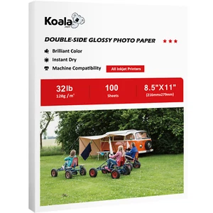 100 Sh Koala Double Sided Glossy Photo Paper 8.5x11 32lb Brochure Paper Inkjet - Picture 1 of 12